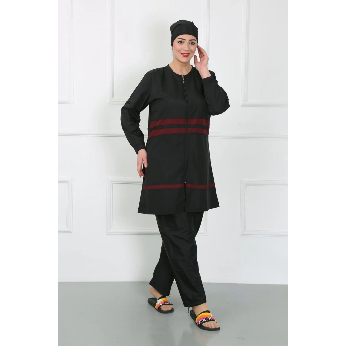 Moda Büyük Beden Tesettür Mayo Siyah
