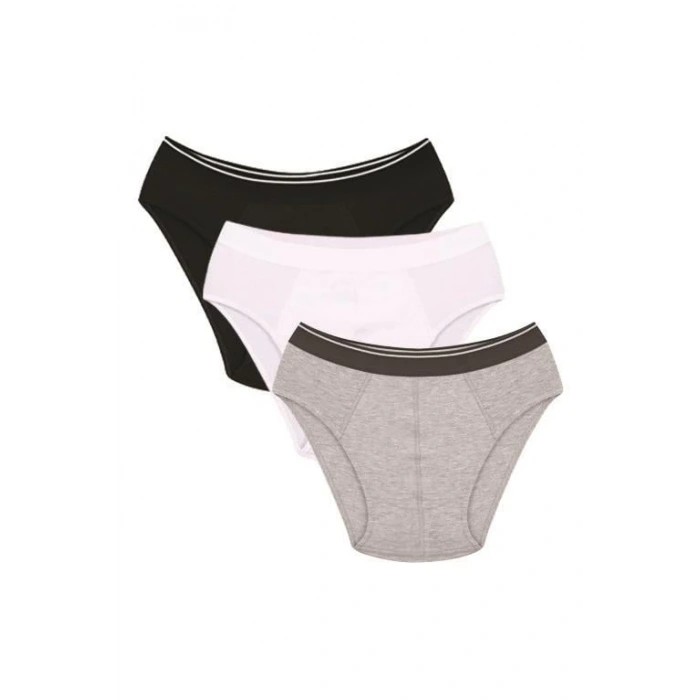 Moda Erkek Pamuk 3lü Siyah Beyaz Gri Likralı Slip