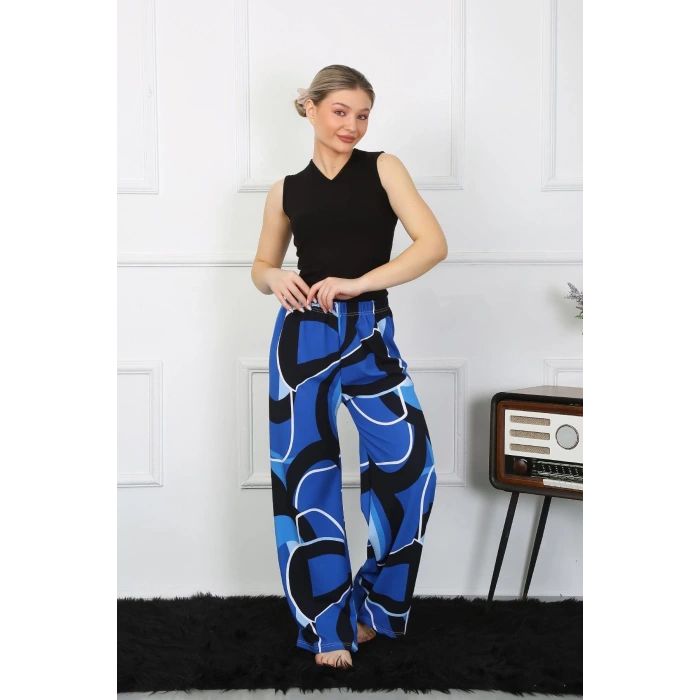 Moda Kadın Bol Paça Penye Saks Alt Üst Takım