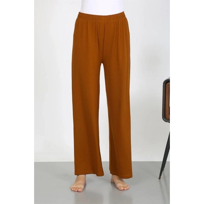 Moda Kadın Bürümcük Kumaş Hafif-Esnek Pantolon 210074 Kahve