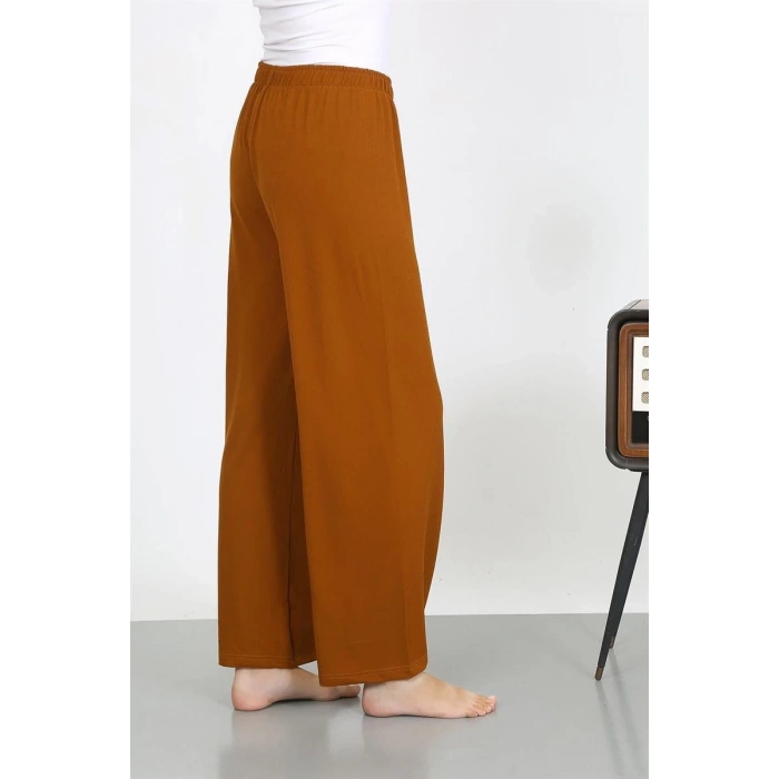 Moda Kadın Bürümcük Kumaş Hafif-Esnek Pantolon 210074 Kahve
