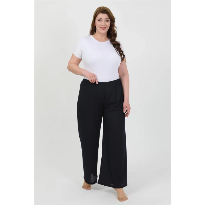 Moda Kadın Büyük Beden Bürümcük Pantolon Lacivert