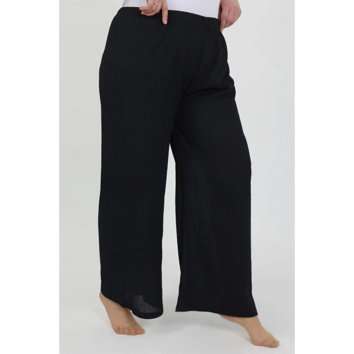 Moda Kadın Büyük Beden Bürümcük Pantolon Lacivert