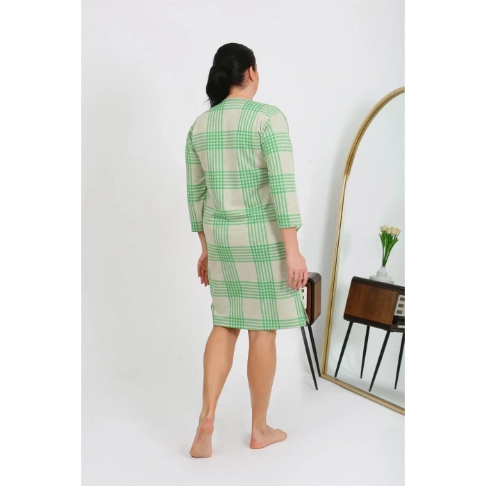 Moda Kadın Büyük Beden Penye Gecelik Ev Elbisesi Yeşil