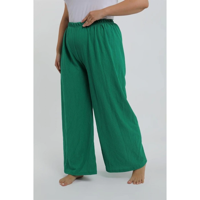 Moda Kadın Büyük Beden Yeşil Rahat Kesim Baggy Tek Alt