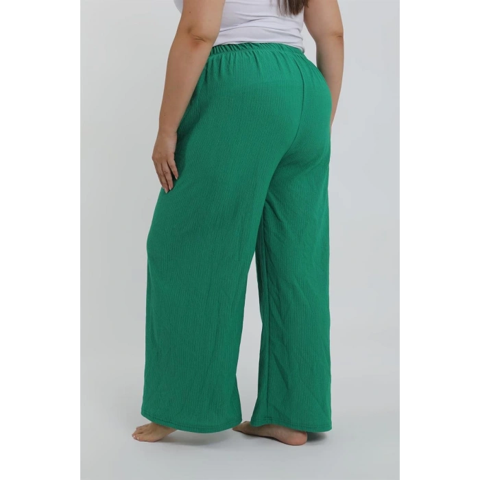 Moda Kadın Büyük Beden Yeşil Rahat Kesim Baggy Tek Alt