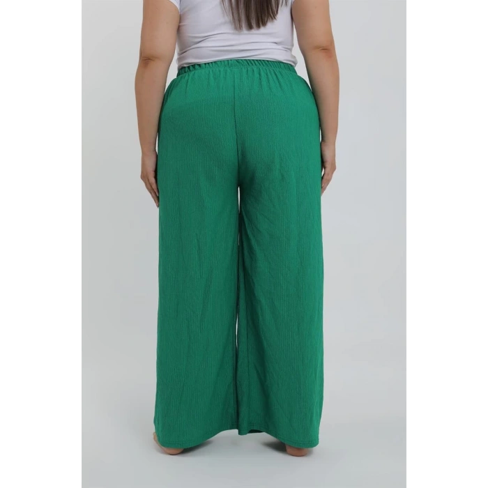 Moda Kadın Büyük Beden Yeşil Rahat Kesim Baggy Tek Alt