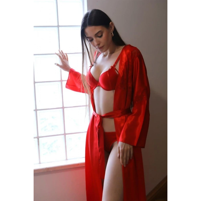 Moda Kadın Destekli Sütyen Takım Kırmızı