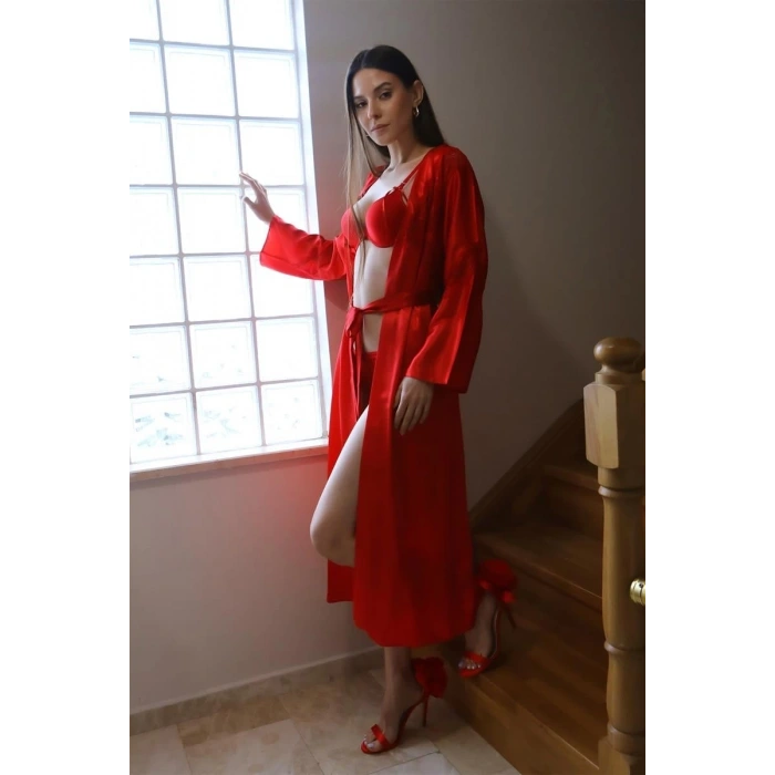 Moda Kadın Destekli Sütyen Takım Kırmızı