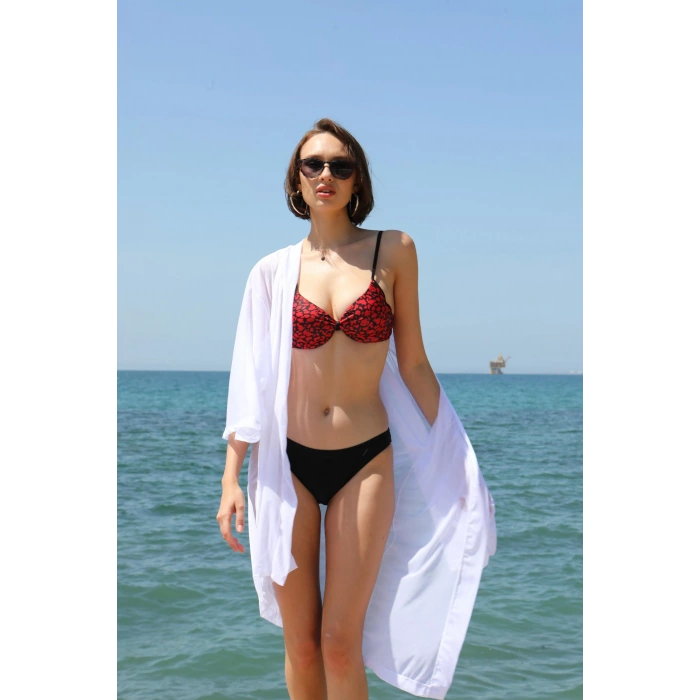 Moda Kadın Kimono Pareo Plaj Elbisesi Beyaz
