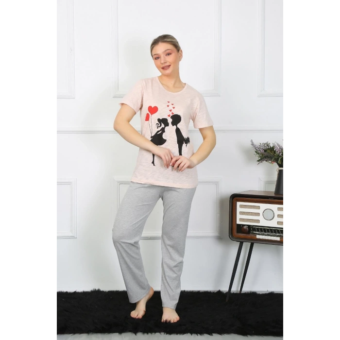 Moda Kadın Kısa Kol Penye Pijama Takım