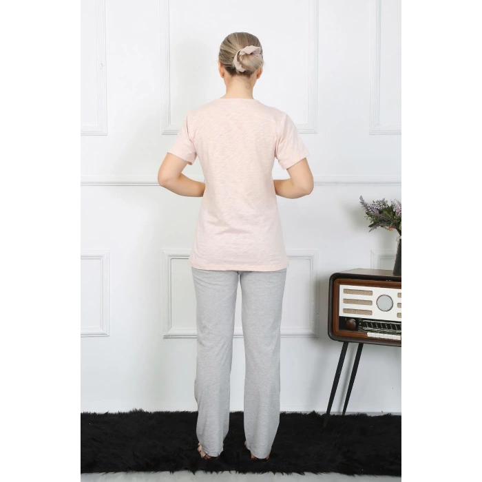 Moda Kadın Kısa Kol Penye Pijama Takım