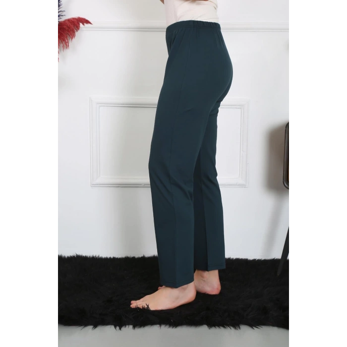 Moda Kadın Pamuk Penye Tek Alt Pijama Petrol