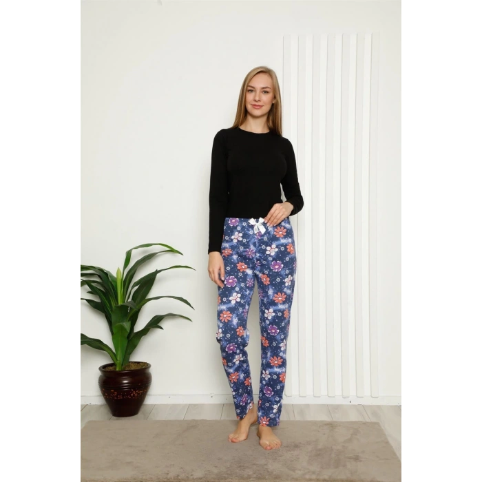 Moda Kadın Pamuklu Alt Pijama Lacivert