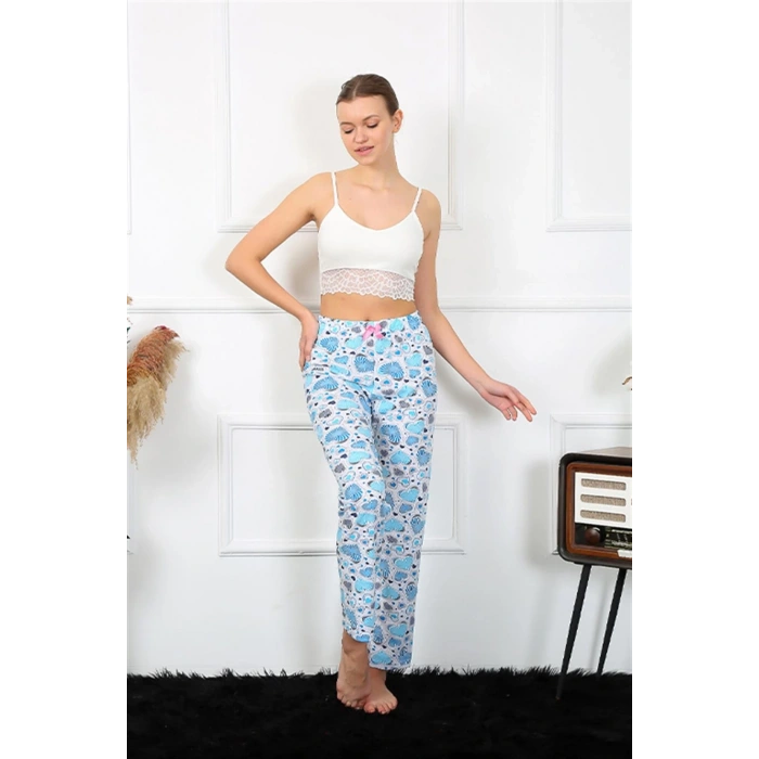 Moda Kadın Pamuklu Alt Pijama Mavi
