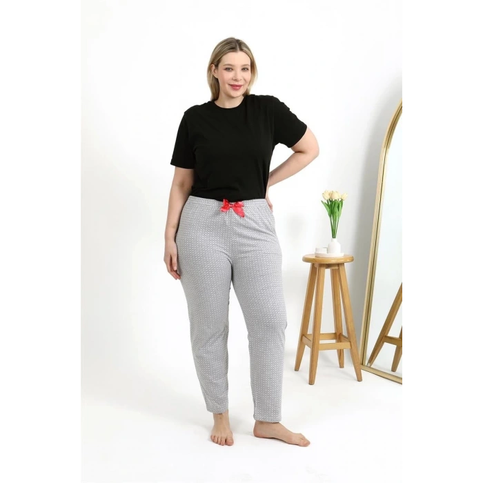 Moda Kadın Pamuklu Büyük Beden Alt Pijama Gri