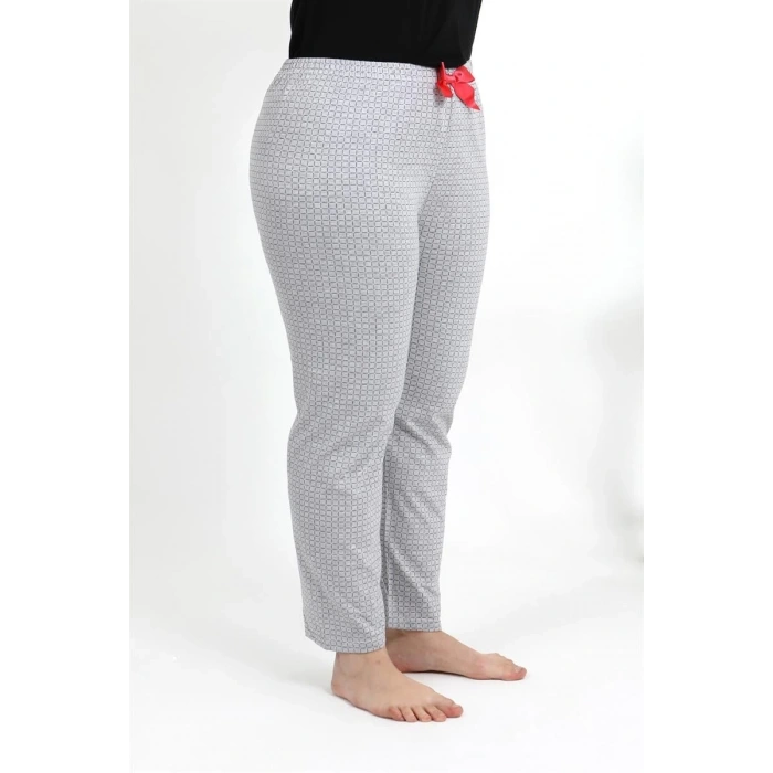 Moda Kadın Pamuklu Büyük Beden Alt Pijama Gri