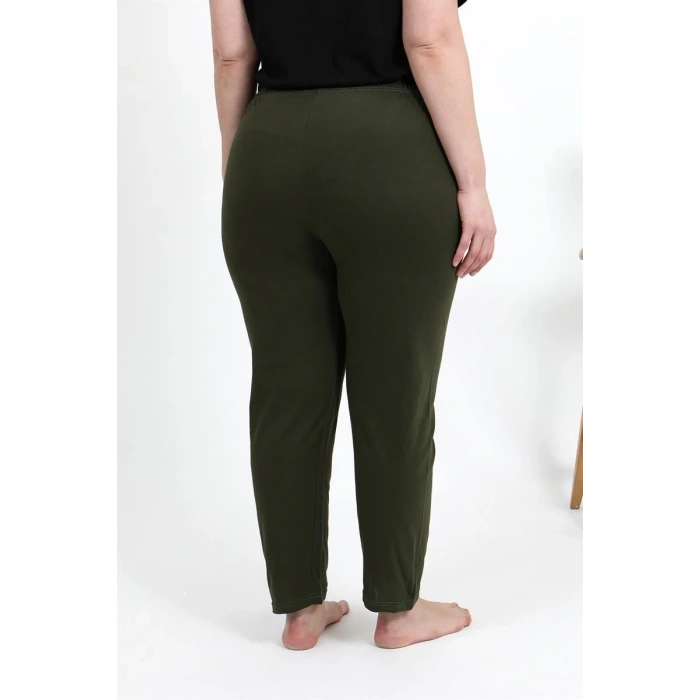 Moda Kadın Pamuklu Büyük Beden Alt Pijama Haki