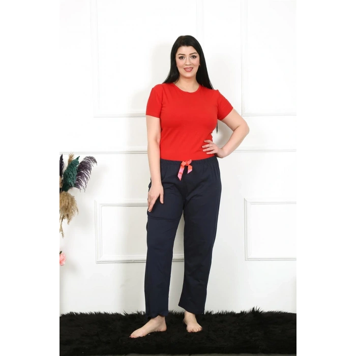 Moda Kadın Pamuklu Büyük Beden Alt Pijama Lacivert