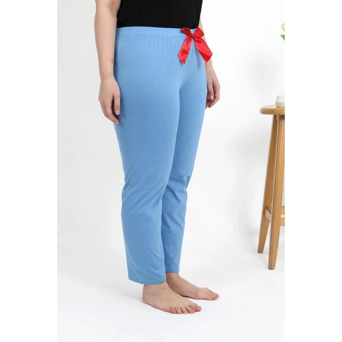 Moda Kadın Pamuklu Büyük Beden Alt Pijama Mavi