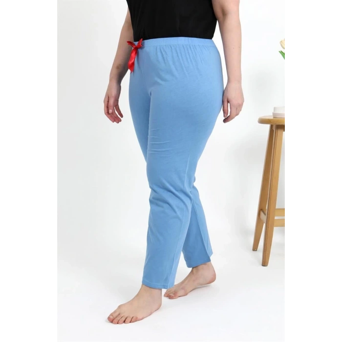 Moda Kadın Pamuklu Büyük Beden Alt Pijama Mavi