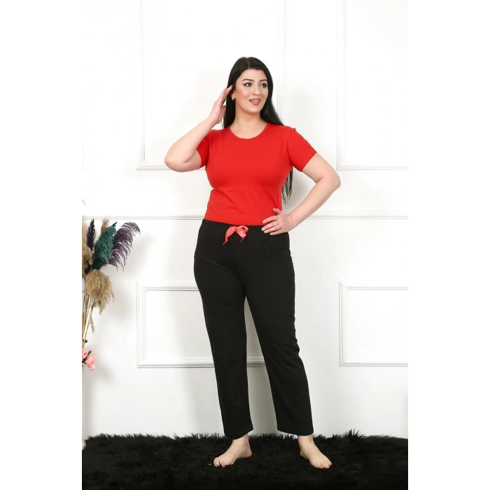 Moda Kadın Pamuklu Büyük Beden Alt Pijama Siyah