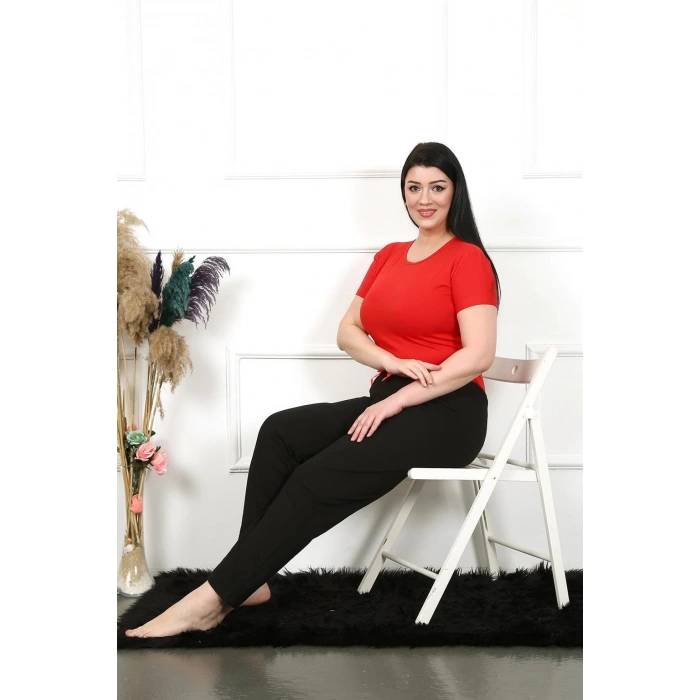 Moda Kadın Pamuklu Büyük Beden Alt Pijama Siyah