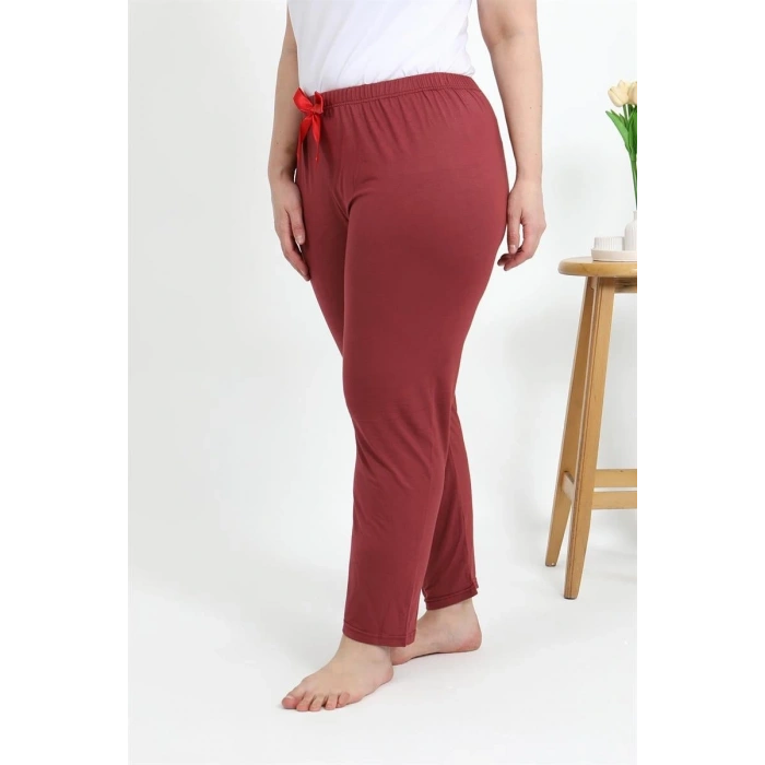 Moda Kadın Pamuklu Büyük Beden Alt Pijama Yavruağzı