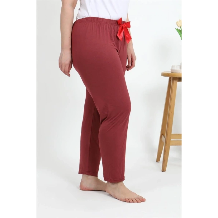 Moda Kadın Pamuklu Büyük Beden Alt Pijama Yavruağzı