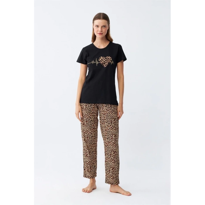 Moda Kadın Penye Kısa Kol Pijama Takım 4128