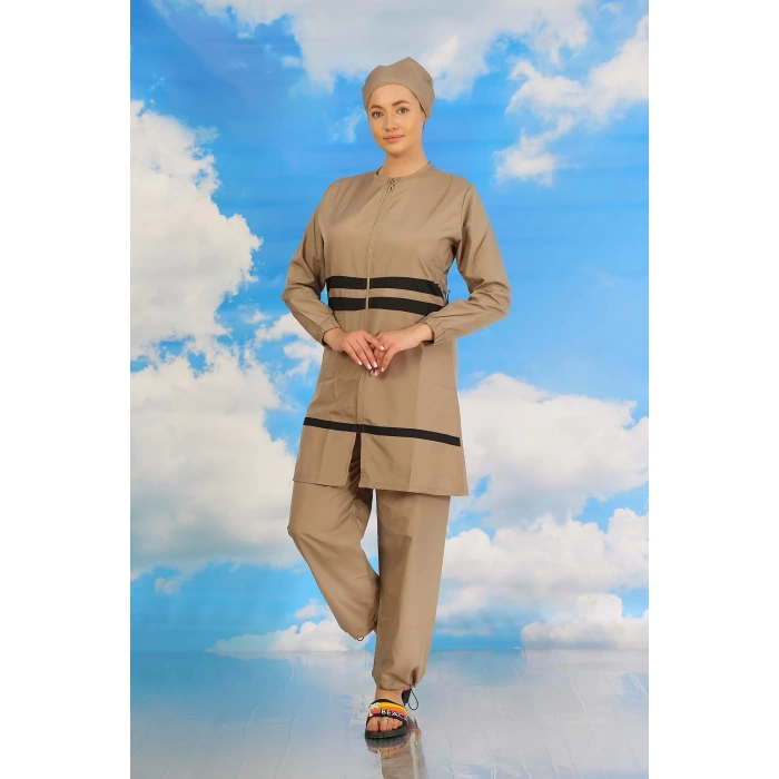 Moda Kadın Tam Tesettür Mayo Bej