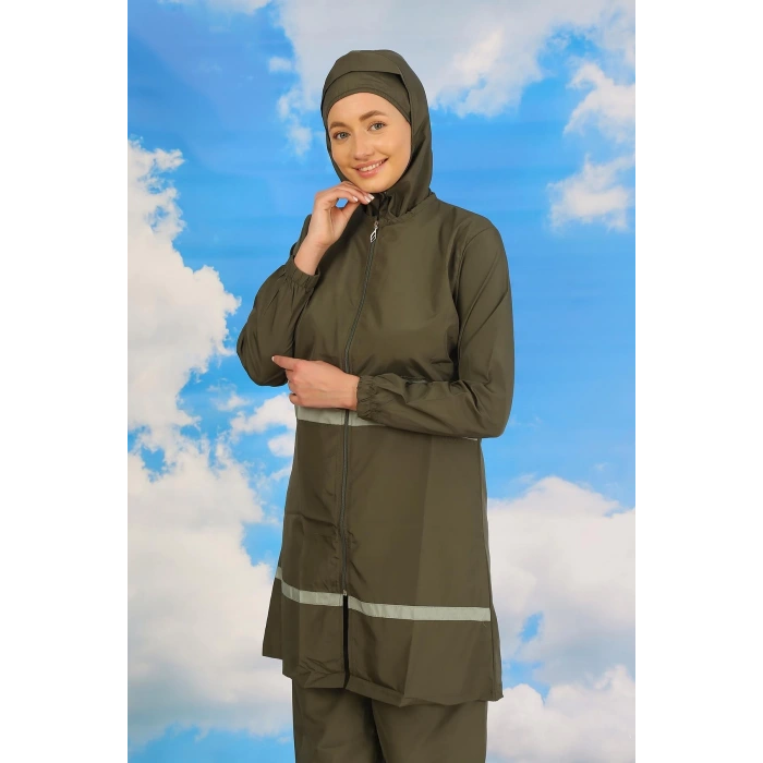 Moda Kadın Tam Tesettür Mayo Haki