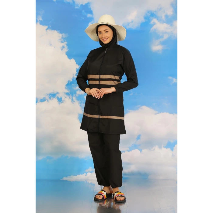 Moda Kadın Tam Tesettür Mayo Siyah