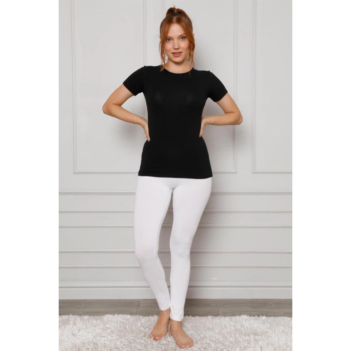 Moda Penye Likralı Tayt Beyaz