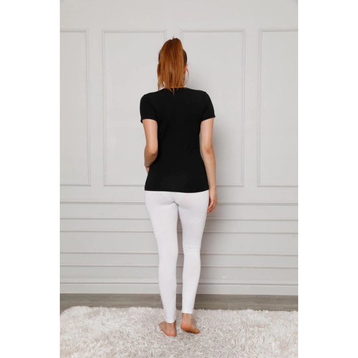 Moda Penye Likralı Tayt Beyaz