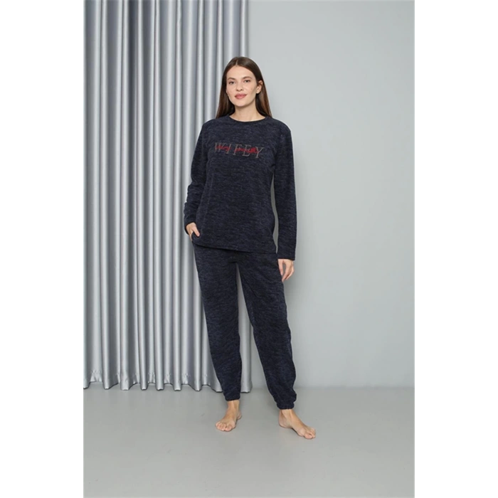 Moda Polar Kadın Pijama Takımı Lacivert
