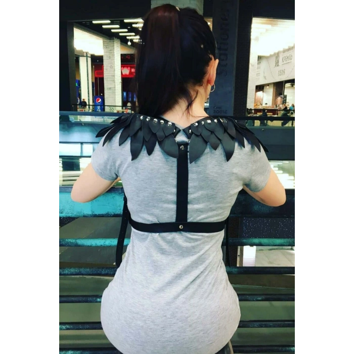 Omuz Parça Kanatlı Deri Harness - Brf726