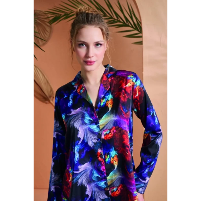 Pjs 27079 Kadın Düğmeli Pijama Takımı