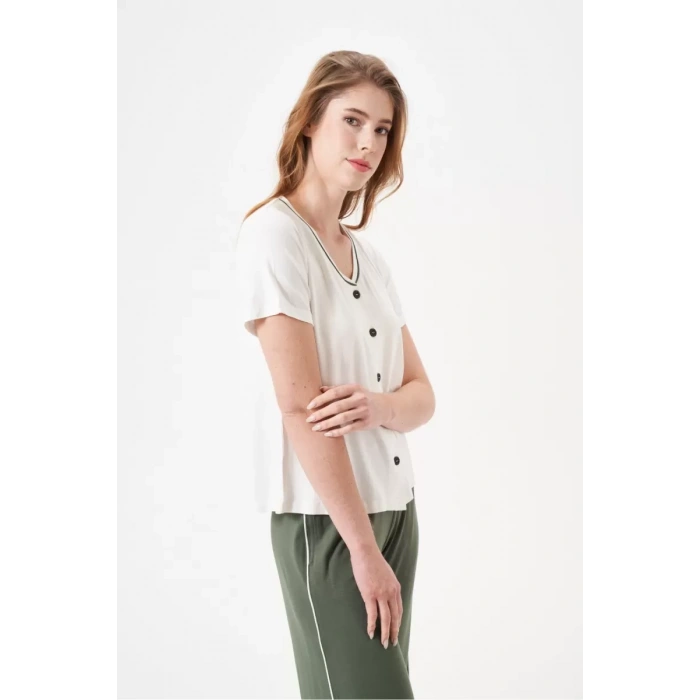 Pjs 29022 Kadın Düğmeli Pijama Takım