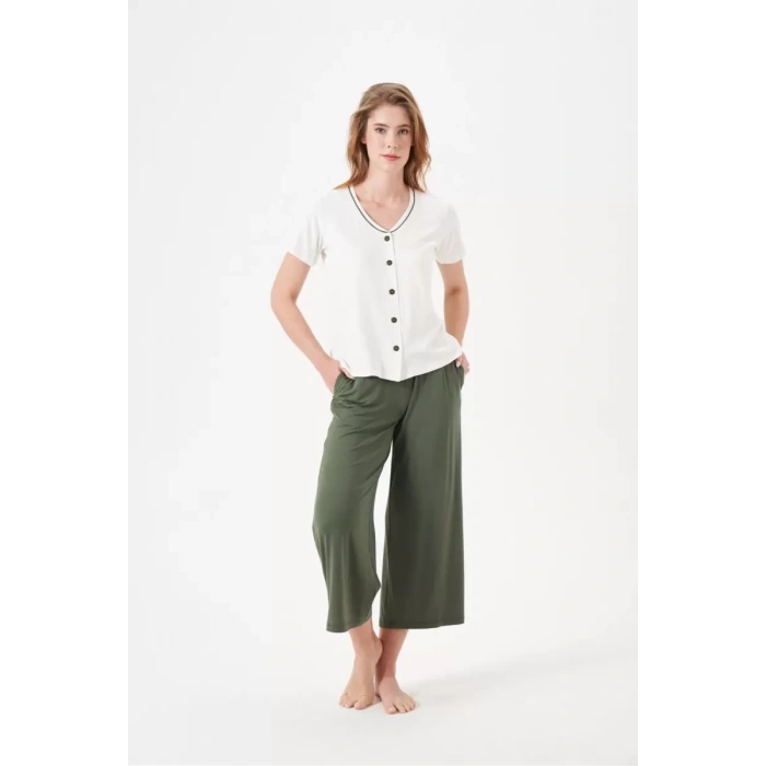 Pjs 29022 Kadın Düğmeli Pijama Takım