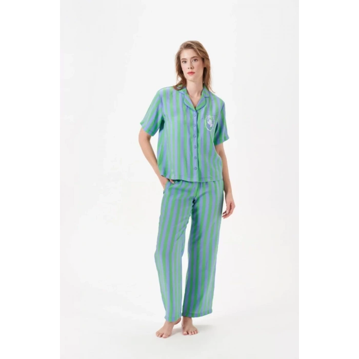 Pjs 29043 Kadın Düğmeli Pijama Takımı