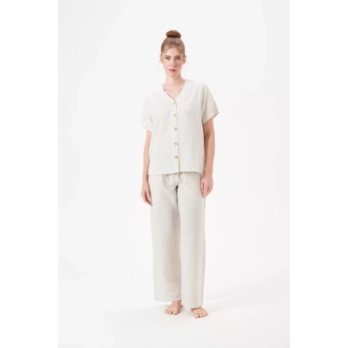 Pjs 29098 Kadın Düğmeli Pijama Takım