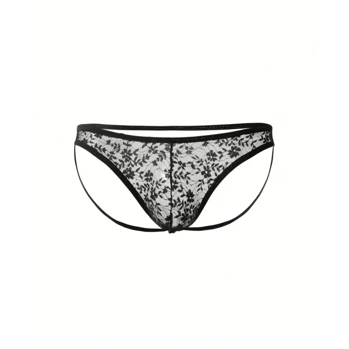 Seksi Dantelli Arkası Açık Seksi Siyah Erkek Külot