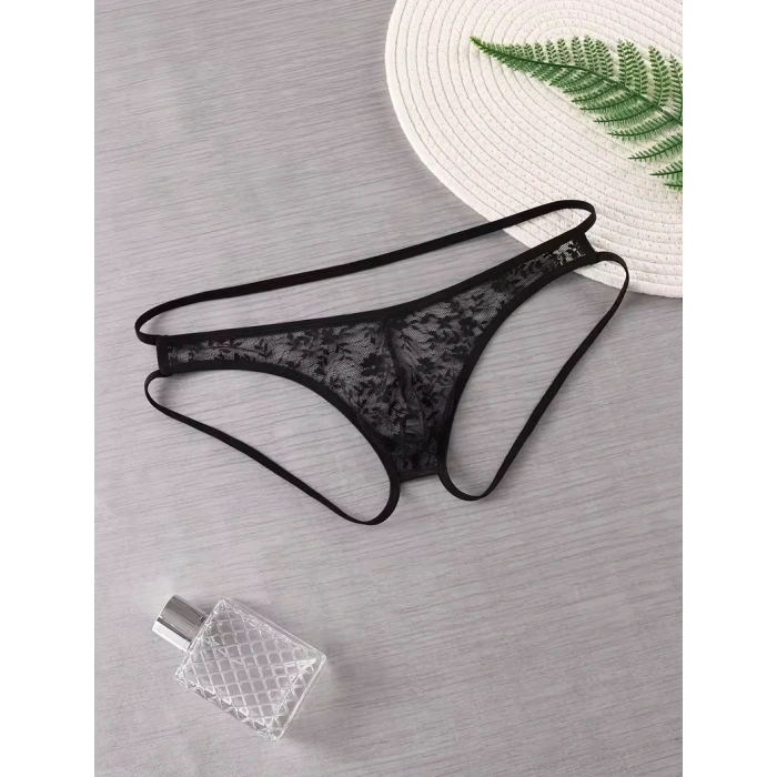 Seksi Dantelli Arkası Açık Seksi Siyah Erkek Külot