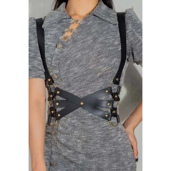Seksi Deri Döğüs Harness - Brf1186