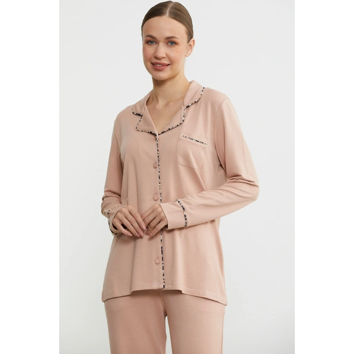 Sementa 76444 Düz Renk Gömlek Model Pijama Takım