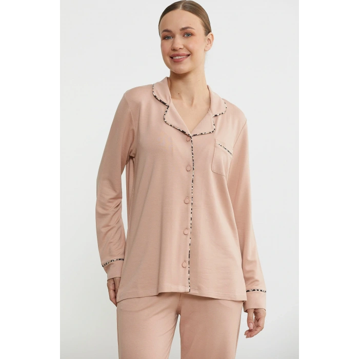 Sementa 76444 Düz Renk Gömlek Model Pijama Takım