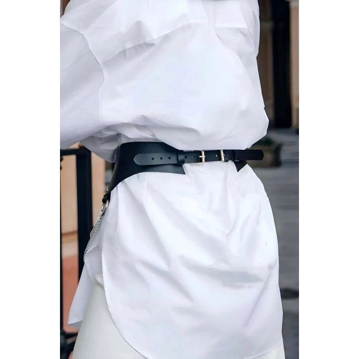 Şık Deri Zincirli Kemer, Elbise Kemeri, Zincirli Tarz Gömlek Kemeri - Brf1121