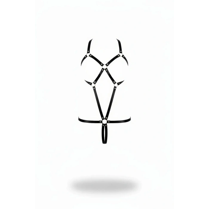 Siyah Body Harness Metal Halkalı Çapraz Vücut Kuşamı - Brf240