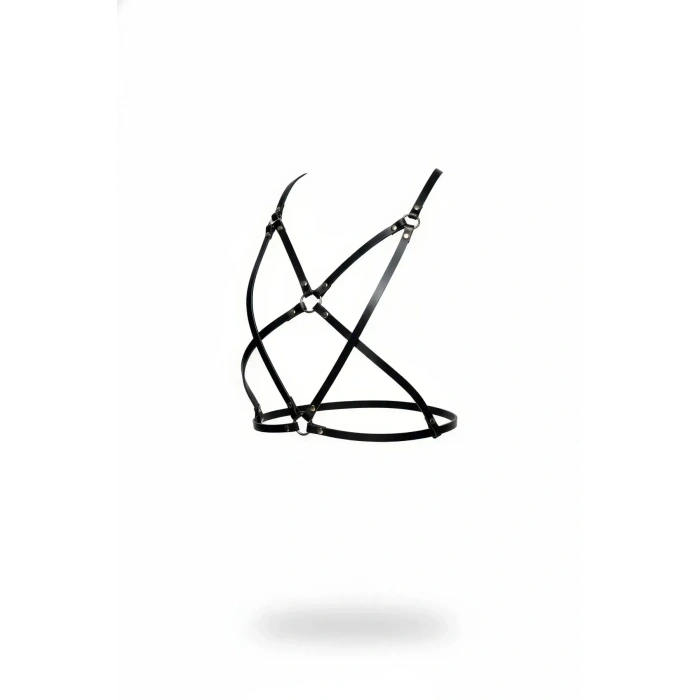 Siyah Göğüs Harness Deri Ayarlanabilir Metal Halkalı - Brf181